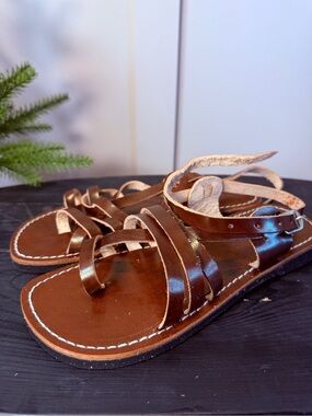 Handmade Genuine Leather Strap Sandals – Unique Creation for Women